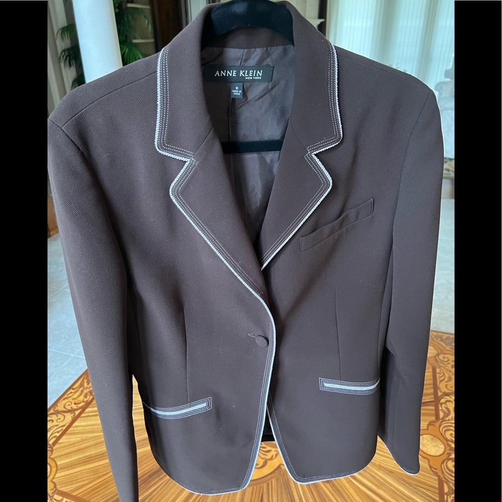 Anne Klein Chocolate Brown Blazer Size 8